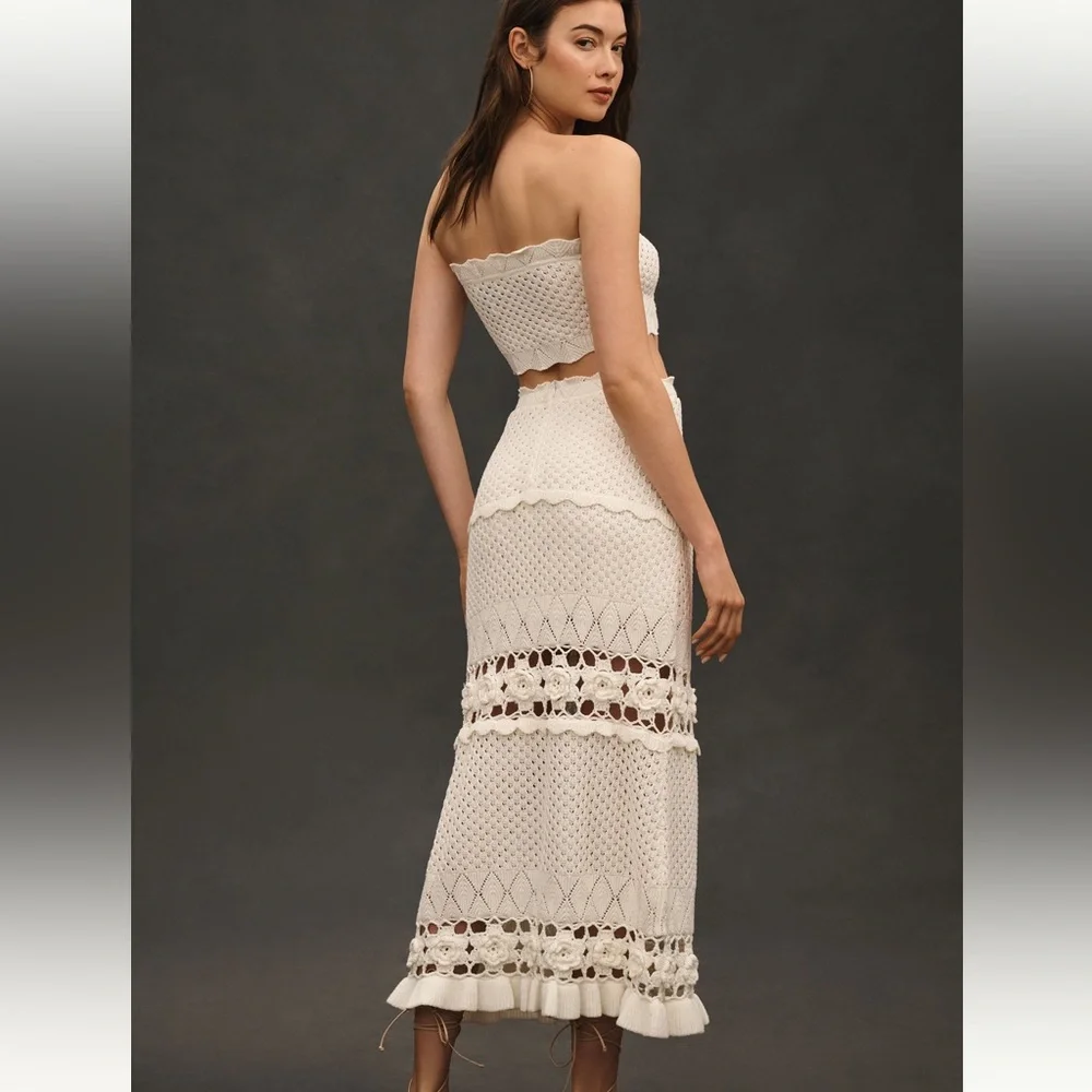 MABLE Pointelle Top and Crochet Maxi Skirt Set - Picture 2 of 7